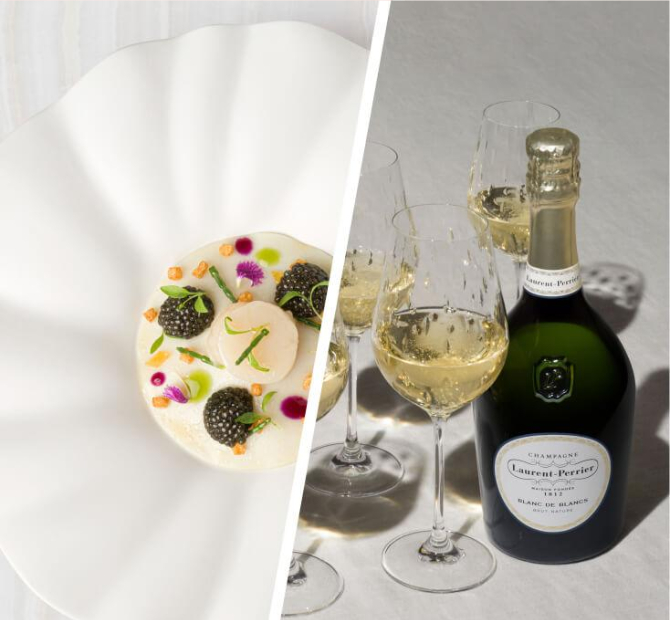 Laurent Perrier Blanc de Blancs Champagne.