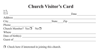 Church Visitor's Card