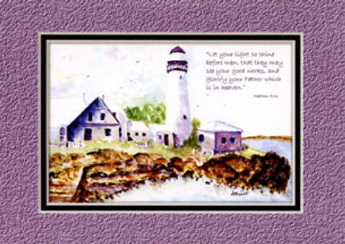 KJV Scripture Blank Greeting Cards - Lighthouse