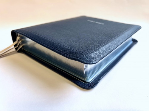 Allan Oxford Bible: Brevier Clarendon Wide Margin Reference Bible Navy Blue Goatskin SILVER LINE EDITION 5WMNBS