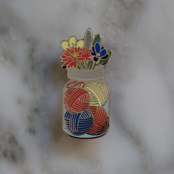 Mason Jar of Yarn Enamel Pin