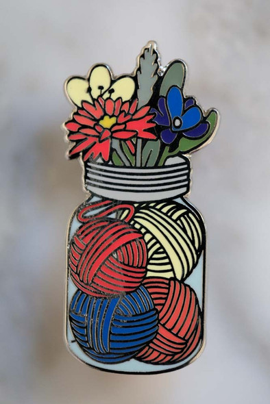 Mason Jar of Yarn Enamel Pin