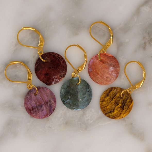 Natural, Dyed Mussel Shell Stitch Markers Set of 5