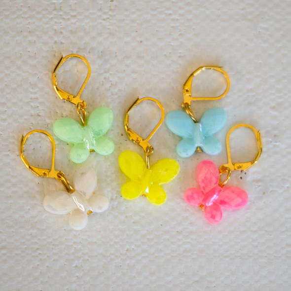 Faceted Butterflies Stitch Markers - Set of 5