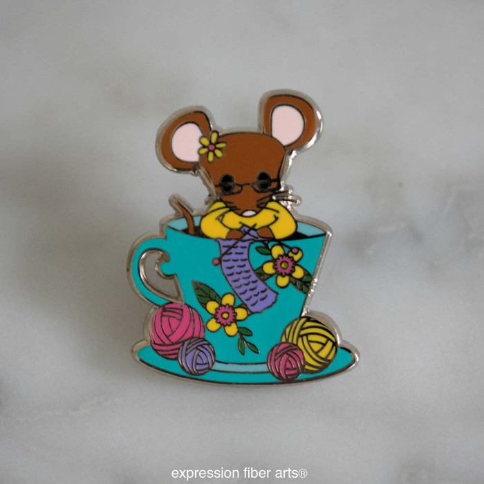 Knitting Mouse Enamel Pin