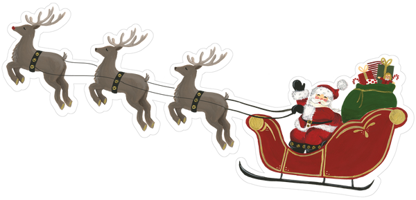 Santa Sleigh with Reindeer Print & Cut File