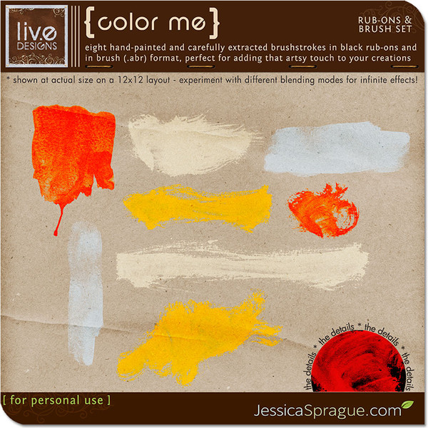 Color Me Rub-Ons & Brush Set