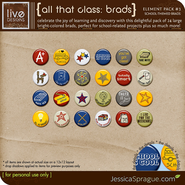 All That Class (School-Themed) Elements Vol. 3: Brads