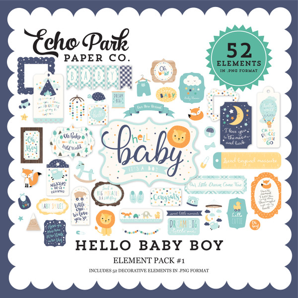 Hello Baby Boy Element Pack #1