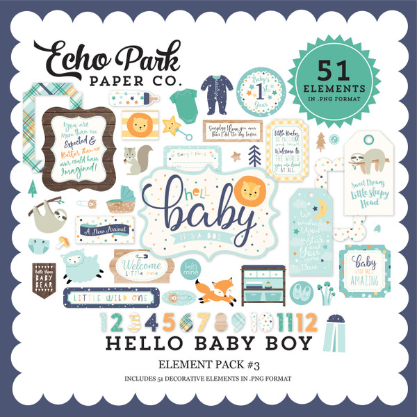 Hello Baby Boy Element Pack #3
