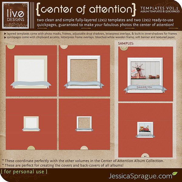 Center of Attention Album Templates Vol.1