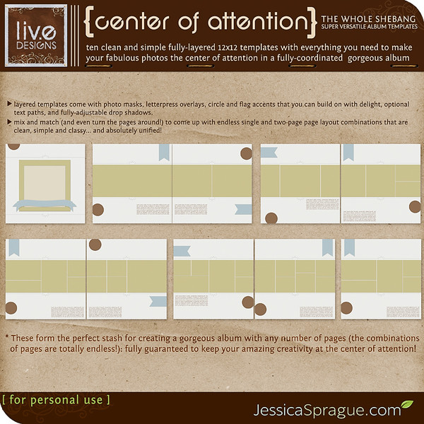Center of Attention Album Templates - The Whole Shebang