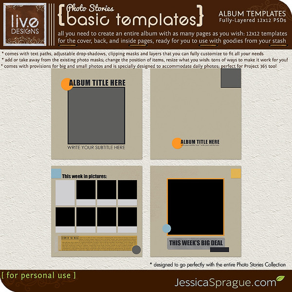 Photo Stories - Basic Album Templates