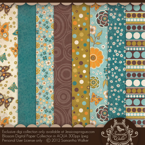 Blossom Paper Collection AQUA
