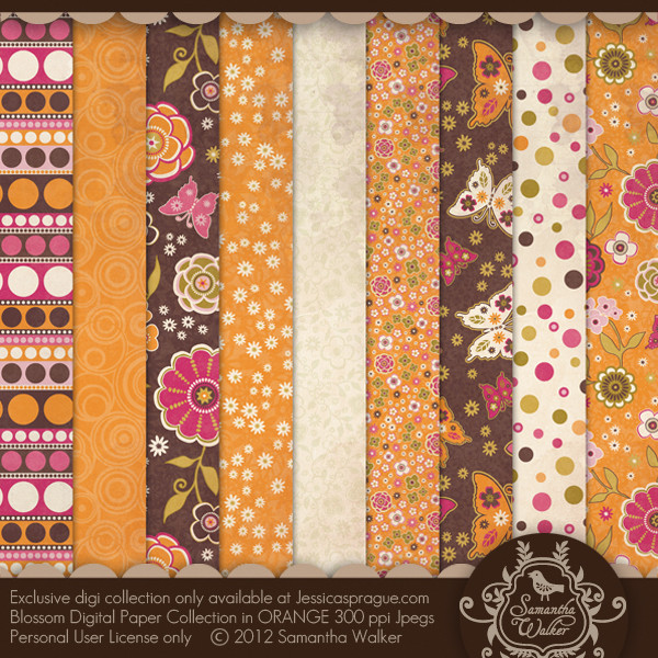 Blossom Paper Collection ORANGE Colorway