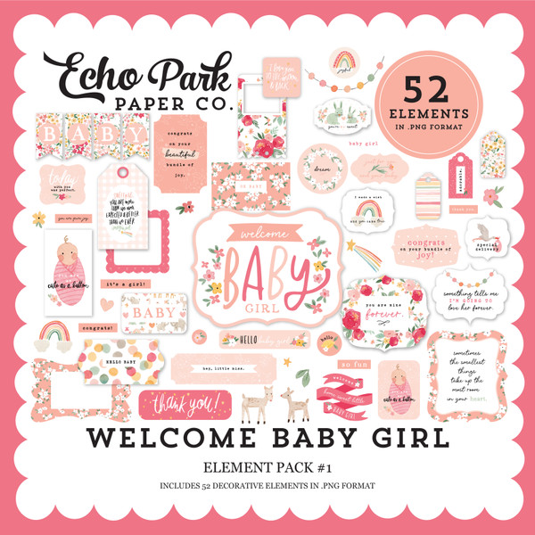 Welcome Baby Girl Element Pack #1