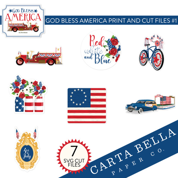 God Bless America Group Print And Cut Files #1