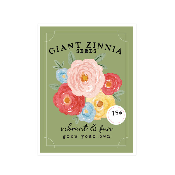 Zinnia Seeds Print And Cut File