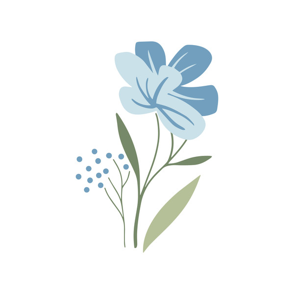 Blue Flower And Stem SVG Cut File