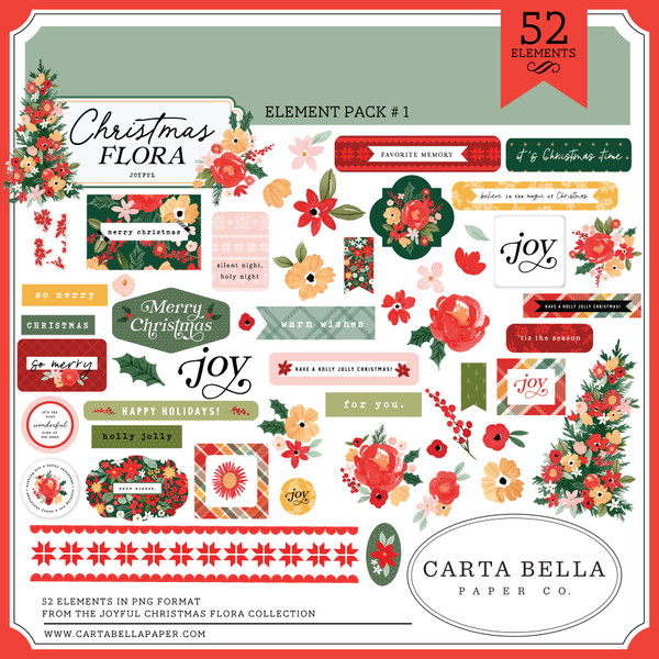 Joyful Christmas Flora Element Pack #1
