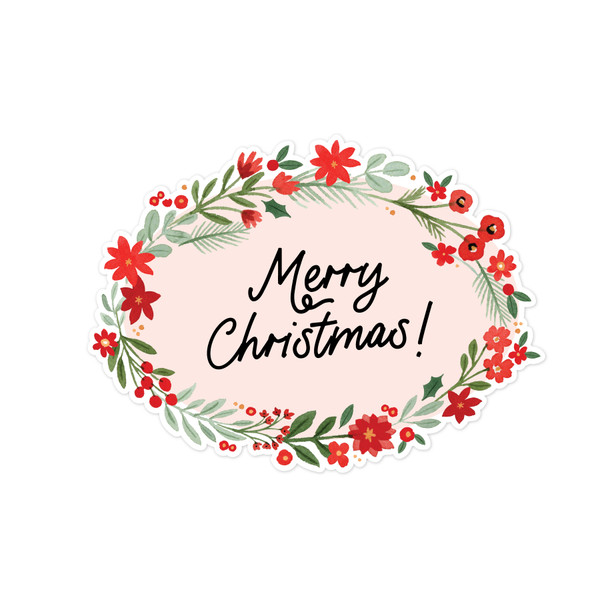 Merry Christmas Floral Wreath Print & Cut File
