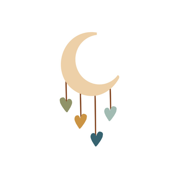 Moon and Hearts SVG Cut File