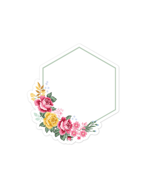 Hexagon Floral Frame  Print & Cut File