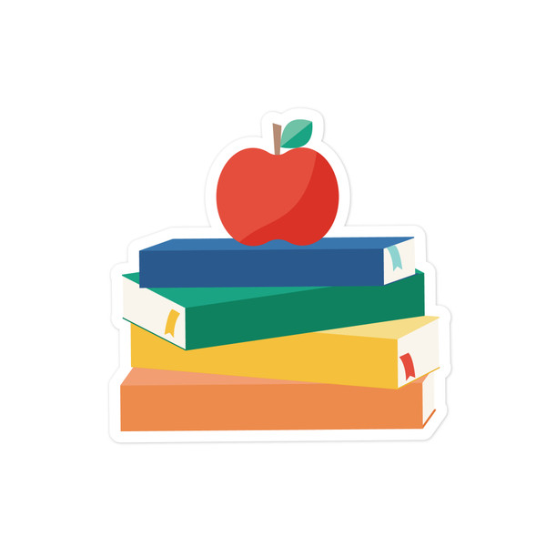 Book Stack with Apple SVG Print and Cut File