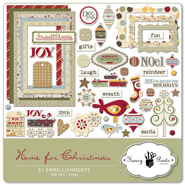 Home for Christmas Embellishment Pack 1
