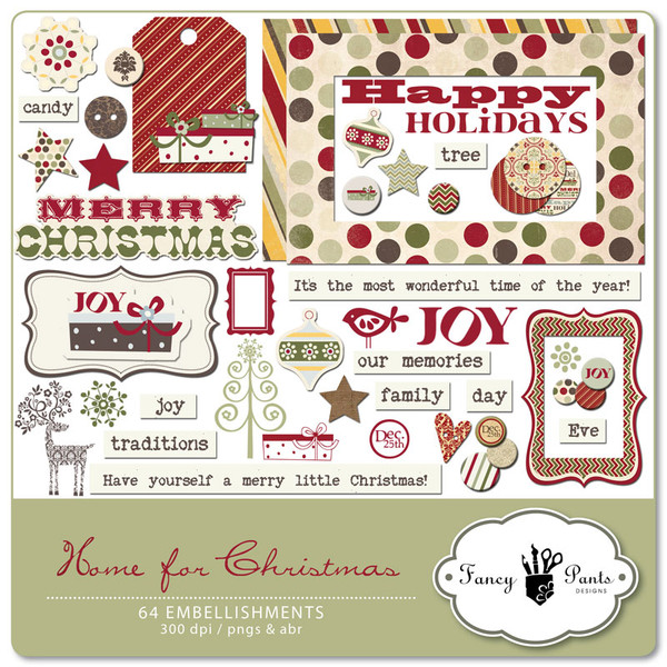 Home for Christmas Embellishment Pack 2
