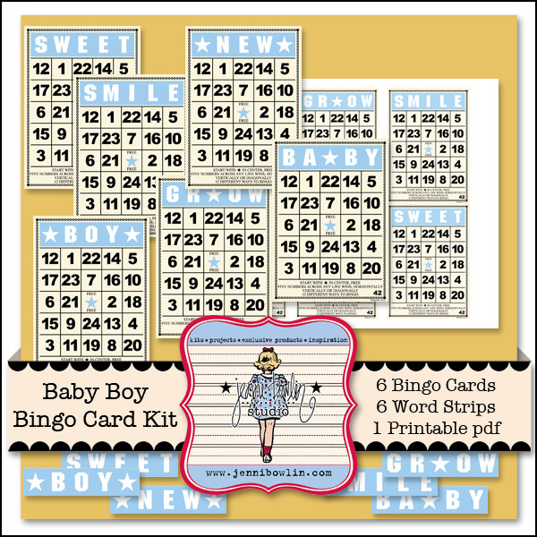 Baby Boy Bingo Card Kit