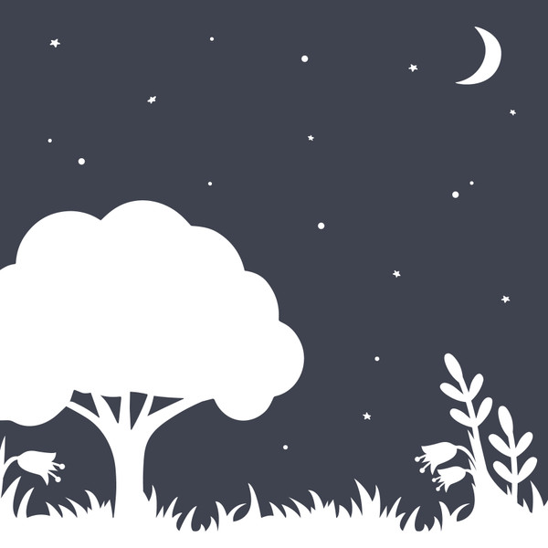 Tree And Night Scene Layout SVG Cut File
