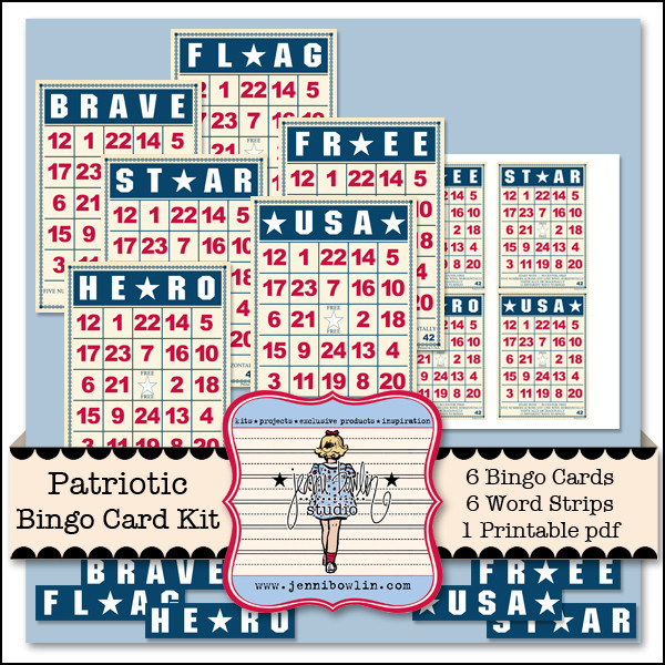 Patriotic Bingo Card Kit