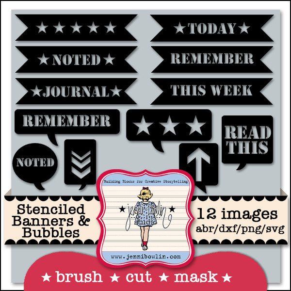 Stenciled Banners & Bubbles