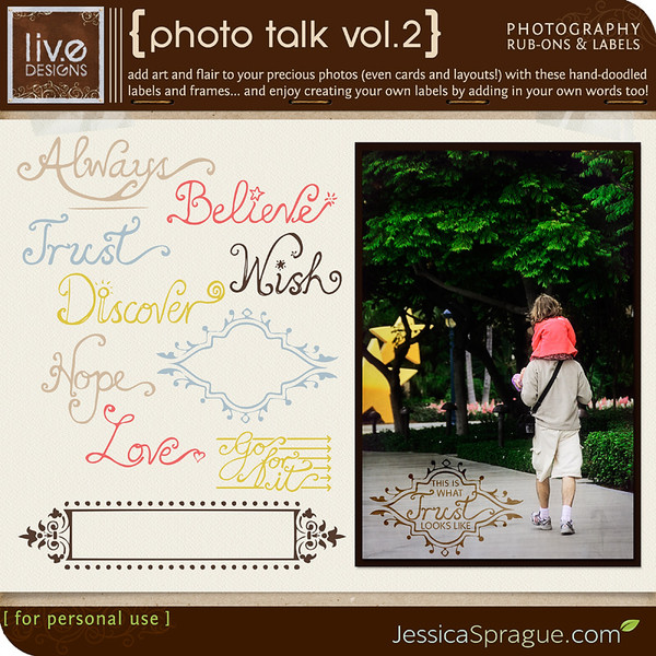 liv.edesigns Photo Talk Vol. 2 - Photography Rub-Ons & Brushes by Liv Esteban