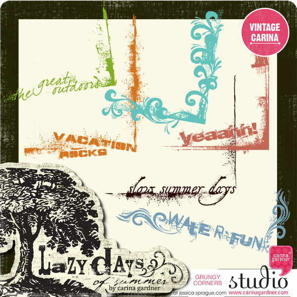 LAZY DAYS OF SUMMER Grungy Rub-On Corners