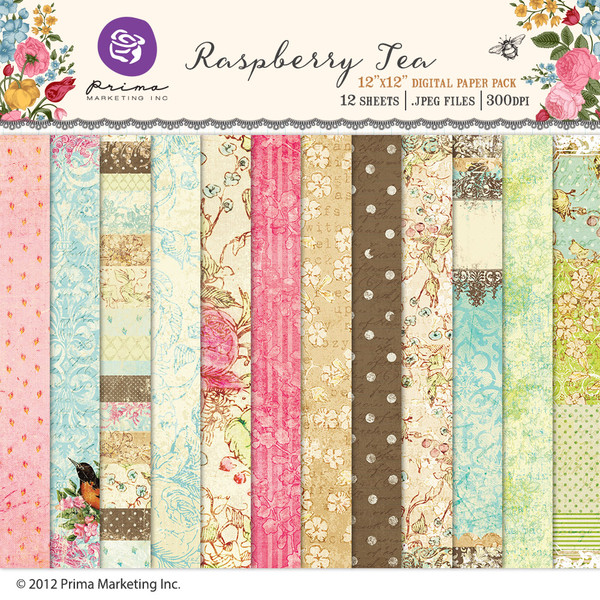 Raspberry Tea digital paper pack