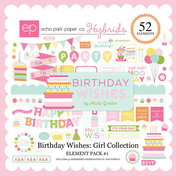 Birthday Wishes: Girl Element Pack #1