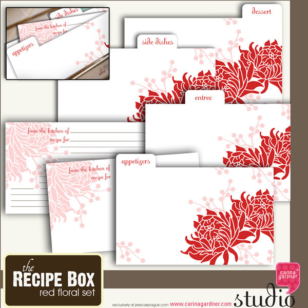 THE RECIPE BOX - RED FLORAL