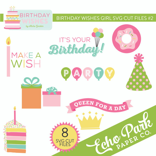 Birthday Wishes Girl SVG Cut File #2