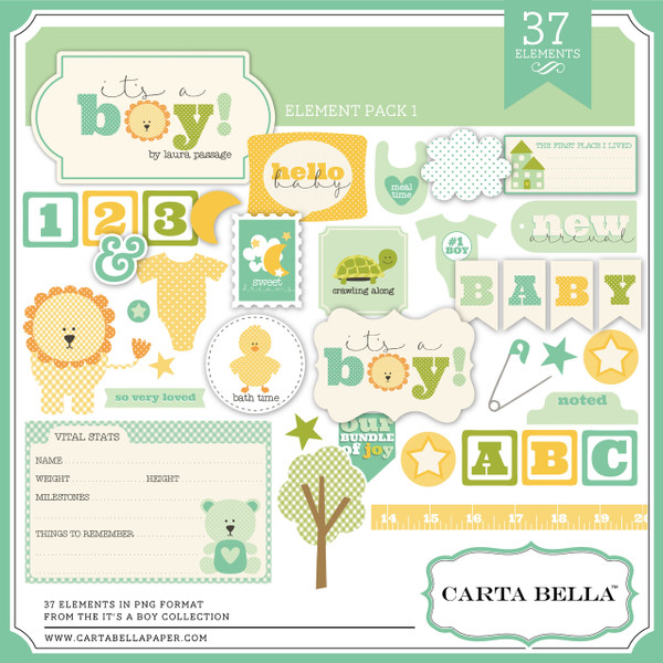 Carta Bella It's a Boy Element Pack #1