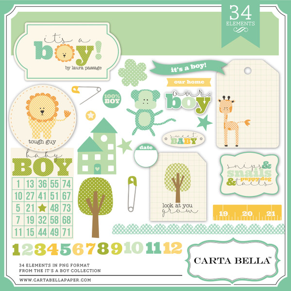 Carta Bella It's a Boy Element Pack #2