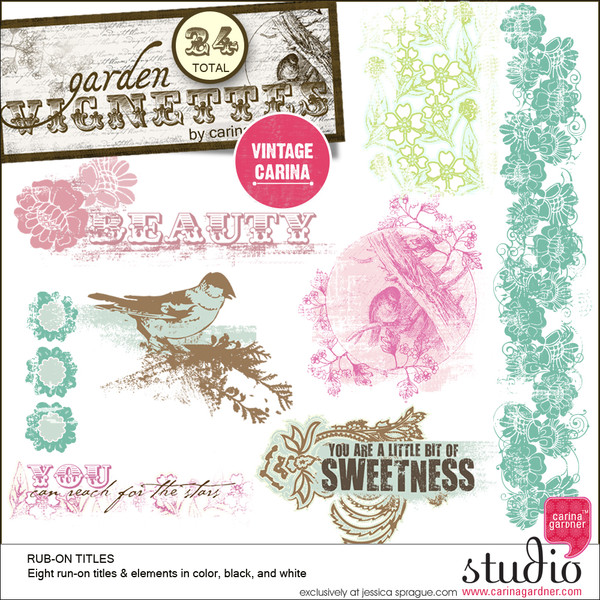 GARDEN VIGNETTES Rub On Titles V.1