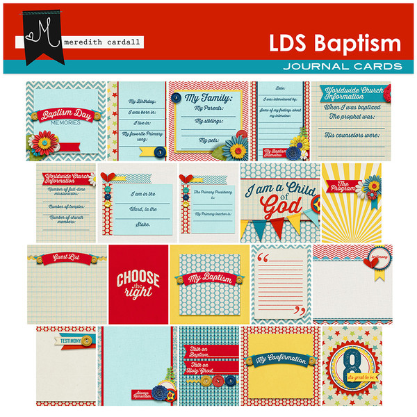 LDS Baptism Journal Cards