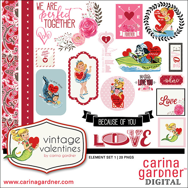 Vintage Valentine's Element Pack