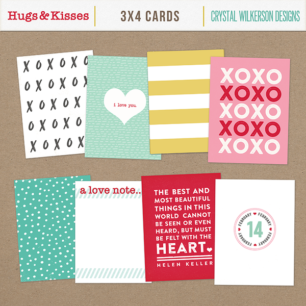 Hugs & Kisses (XOXO) - 3x4 Cards