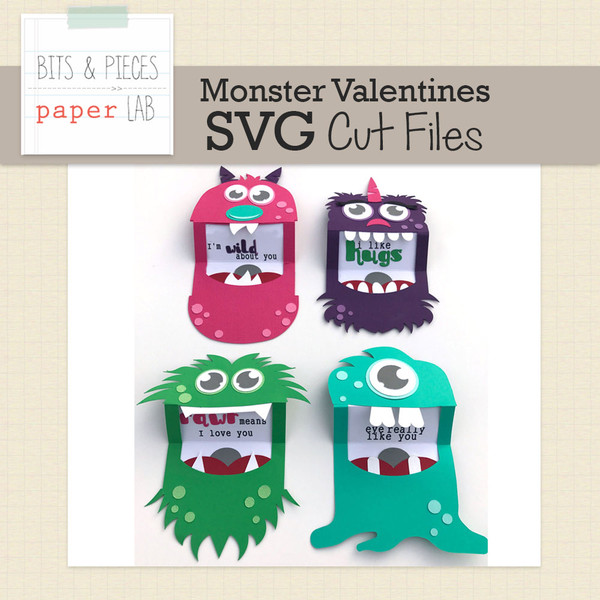 Monster Valentines Cut Files