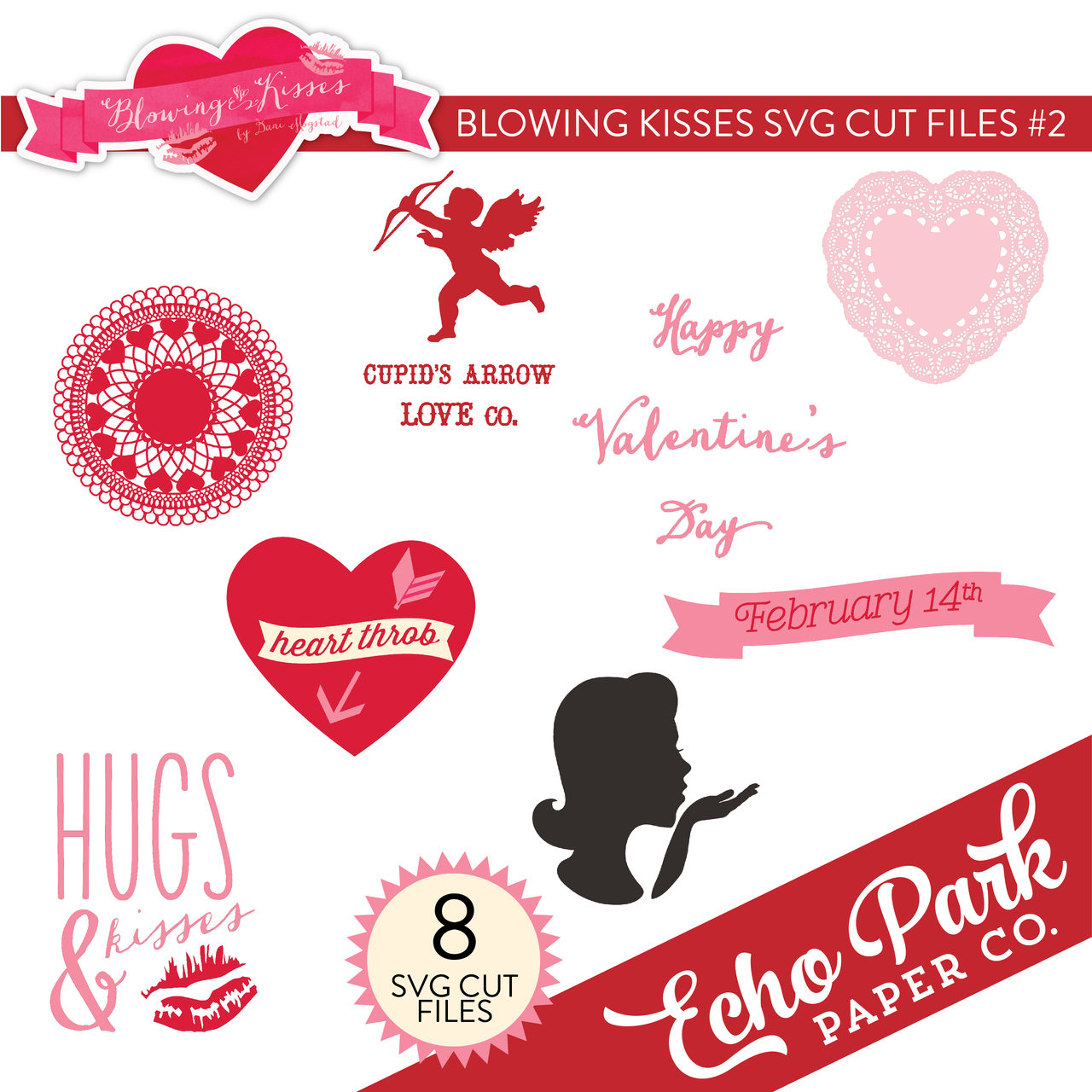 Blowing Kisses SVG Cut Files #2