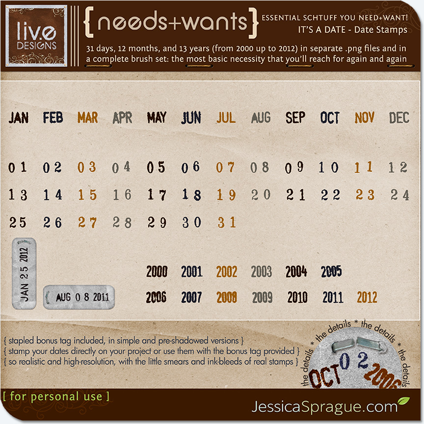 Needs + Wants: It's a Date (Date Stamps)