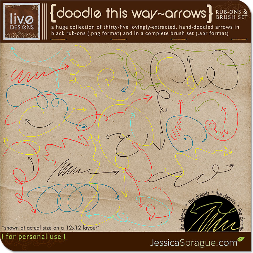 Doodle This Way - Arrows Rub-Ons & Brush Set